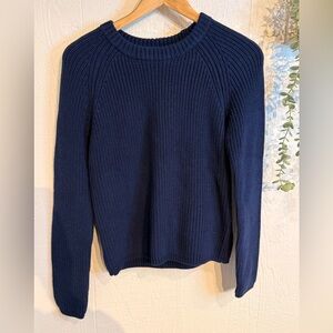 JANE crewneck shaker stitch cotton sweater NWOT dark blue